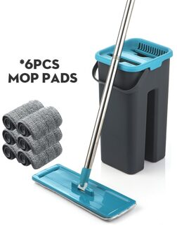 Platte Mop Emmer Systeem Scheidt Vuil En Schoon Water Handen Gratis Zelfreinigend Systeem Wasbaar En Herbruikbaar Microfiber Pads DR-BHW24