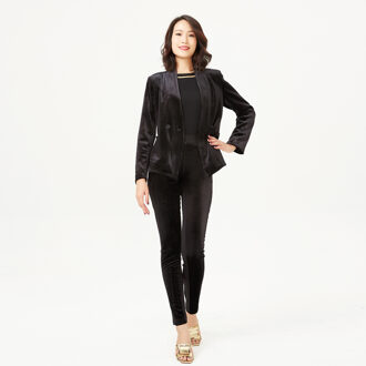 Platte nek fluwelen jas Beige - L