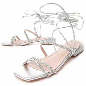 Platte Sandalen Sandsum In Zilver