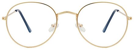 Platte Spiegel Metalen Brillen Vrouwen Meisjes Effen Kleur Decoratieve Glazen Metalen Ronde Brilmontuur Mode Retro Bril Frame Goud