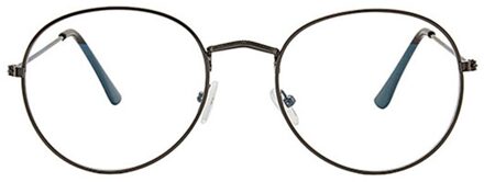 Platte Spiegel Metalen Brillen Vrouwen Meisjes Effen Kleur Decoratieve Glazen Metalen Ronde Brilmontuur Mode Retro Bril Frame grijs