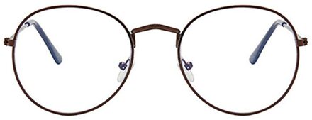 Platte Spiegel Metalen Brillen Vrouwen Meisjes Effen Kleur Decoratieve Glazen Metalen Ronde Brilmontuur Mode Retro Bril Frame koffie