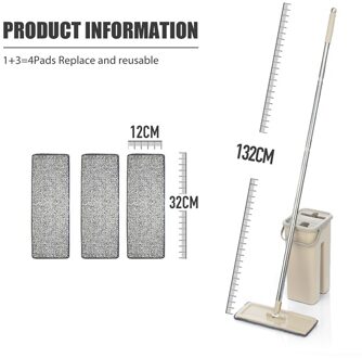 Platte Squeeze Mop En Emmer Hand Gratis Wringen Floor Cleaning Mop Microfiber Mop Pads Nat Of Droog Gebruik Op Hardhout laminaat Tegel DR-BHW21