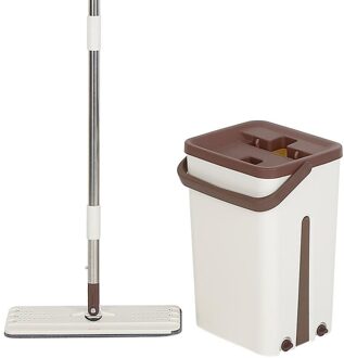 Platte Squeeze Mop En Emmer Hand Gratis Wringen Floor Cleaning Mop Microfiber Mop Pads Nat Of Droog Voor Keuken Woonkamer kamer Hwc