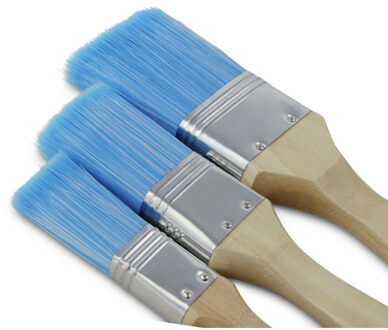 Platte verfkwasten blauw 3 delige set - Verfkwasten Multikleur