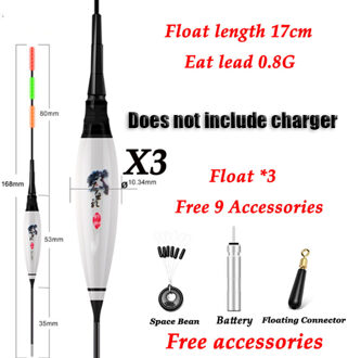 Platte Water Karper Night Fishing Float 2Pcs/3Pcs Charger Led Elektrische Vlotter Licht Visgerei Lichtgevende elektronische Vlotter B