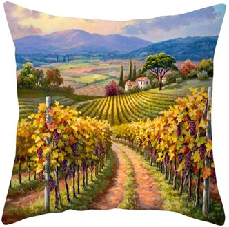 Platteland Gedrukt Kussenhoes Lavendel Landelijke Olieverf Stijl Kussensloop Woondecoratie Vierkante Kussensloop