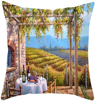 Platteland Gedrukt Kussenhoes Lavendel Landelijke Olieverf Stijl Kussensloop Woondecoratie Vierkante Kussensloop