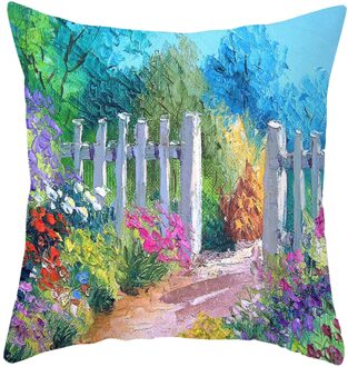 Platteland Gedrukt Kussenhoes Lavendel Landelijke Olieverf Stijl Kussensloop Woondecoratie Vierkante Kussensloop