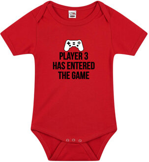Player 3 entered - Baby rompertje - rood - meisjes - Kraamcadeau 68 (4-6 maanden)