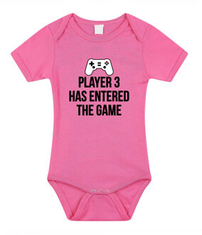 Player 3 entered - Baby rompertje - roze - meisjes - Kraamcadeau 56 (1-2 maanden)