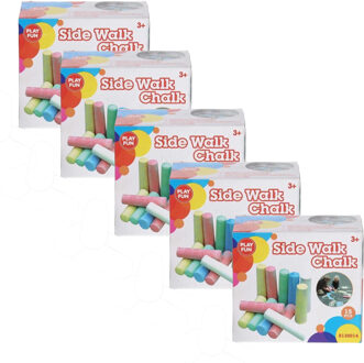 Playfun Stoepkrijt - 5 doosjes - gekleurd - 10 cm - krijt in doosje