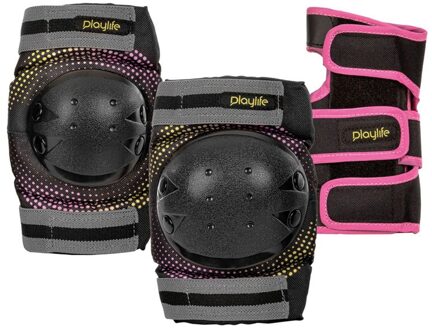 Playlife Protection Set Junior zwart - geel - roze - M
