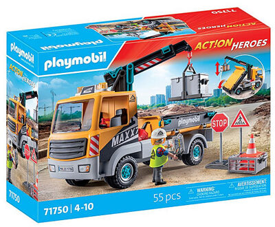 PLAYMOBIL Action Heroes - Bouw vrachtwagen met kraan Constructiespeelgoed