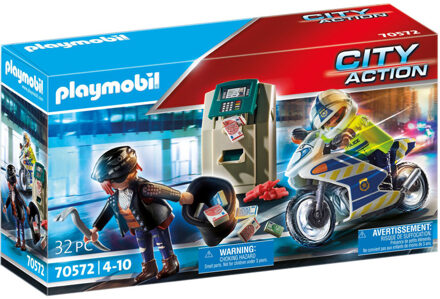 PLAYMOBIL City Action Politiemotor Achtervolging Van De Geldrover 70572