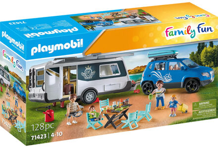 PLAYMOBIL Family Fun - Caravan met auto Constructiespeelgoed