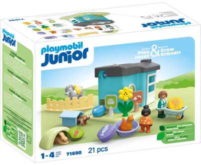 PLAYMOBIL Junior - Dierenpension met voedseldispenser Constructiespeelgoed