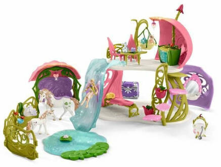 Playset Schleich Glittering flower house with unicorns, lake and stable Paard Plastic Multikleur