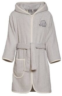 Playshoes Grijze Badjas/ochtendjas Olifant Borduursel Voor Kinderen 98/104 (4-5 Jr) - Badjassen Grijs