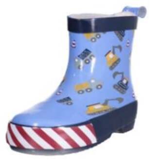 Playshoes halfhoge regenlaarzen blauw bouwmachines