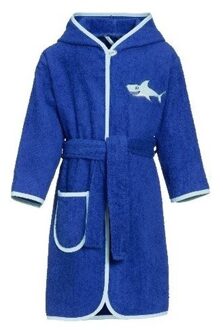 Playshoes kinder badjas / ochtendjas - haai borduursel - blauw - badstof