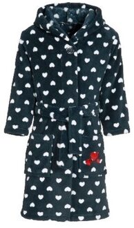 Playshoes Kinder badjas/ochtendjas met hartjes print - donkerblauw