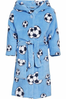 Playshoes Kinder badjas/ochtendjas met voetbal print - 158/164 - blauw - polyester One size