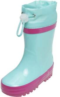 Playshoes Regenlaarzen met trekkoord Kinderen - Turquoise/Roze - Maat 20-21