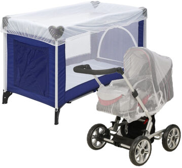 Playshoes Universeel muskietennet/klamboe voor baby ledikant/kinderwagen - wit - Insecten netten
