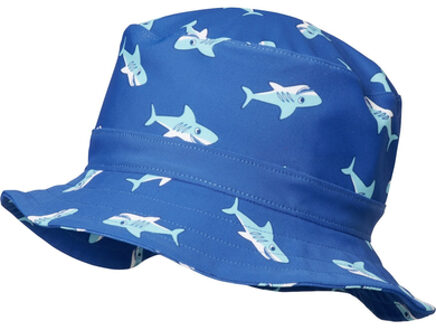 Playshoes UV-zonnehoed voor jongens - blauw met haaien - maat M (51CM, 1.5-4yrs)