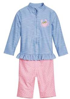 Playshoes UV-zwempak voor meisjes - longsleeve - Krab - Lichtblauw/roze - maat 74-80cm