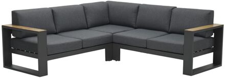 Plaza loungeset 3-delig donker grijs - teak look