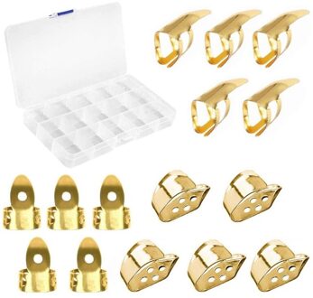Plectrums Set Gitaar Duim Vinger Picks Inclusief 15 Stuks Duim En Vinger Picks (3 Soorten) met Opbergdoos