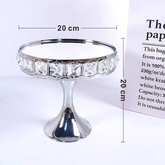 Plein Crystal Silver Galvaniseren Metalen Cake Stand Set Display Bruiloft Verjaardag Party Dessert Cupcake Plaat Rack 20cm