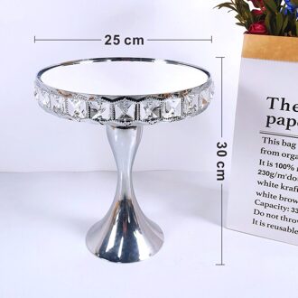 Plein Crystal Silver Galvaniseren Metalen Cake Stand Set Display Bruiloft Verjaardag Party Dessert Cupcake Plaat Rack 25cm
