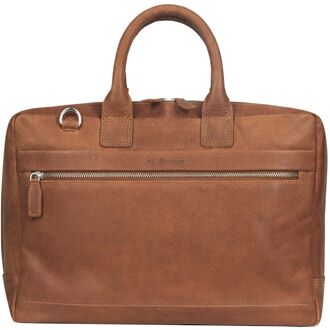 Plevier Cumberland Laptopbag 15.6" cognac schoudertas heren - H 28 x B 39 x D 10 cm