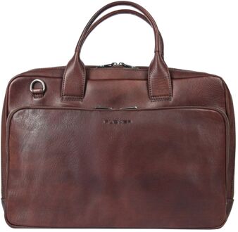 Plevier Larry Laptopbag 15.6" brown schoudertas heren Bruin - H 28 x B 40 x D 10 cm