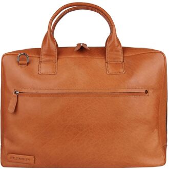 Plevier Onyx Laptopbag 17.3" cognac schoudertas heren - H 30 x B 42 x D 9.5 cm