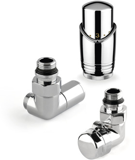 Plieger Aansluitset Dubbele Zijaansluiting Radiator Plieger Valvola Haaks Chroom