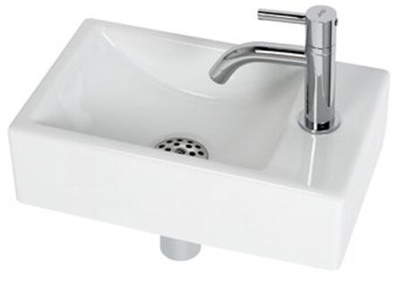 Plieger Austin Fontein Toilet Rechts - Set - Fontein 37 x 23 cm inclusief fonteinkraan en sifon - Keramiek - Wit
