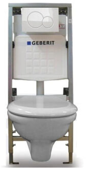 Plieger Brussel toilet set met Geberit Inbouwreservoir inclusief softclose toiletzitting witte afdekplaat 0190660/0701131/sw3991/0700518/