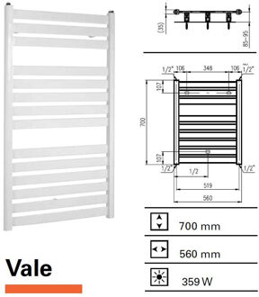 Plieger Designradiator Vale 700 x 560 mm Donkergrijs Structuur Donker Grijs