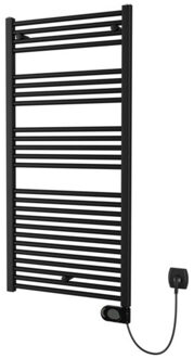 Plieger Elba Electrical Elektrische Designradiator - 126.2x60cm - met thermostaat - 700w - mat zwart 1550002 Zwart mat