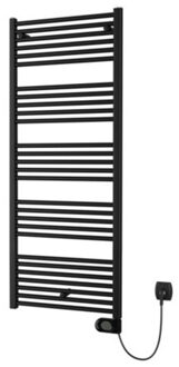 Plieger Elba Electrical Elektrische Designradiator - 146.2x50cm - met thermostaat - 700w - mat zwart 1550009 Zwart mat