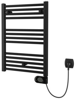 Plieger Elba Electrical Elektrische Designradiator - 70.2x50cm - met thermostaat - 300w - mat zwart 1550008 Zwart mat
