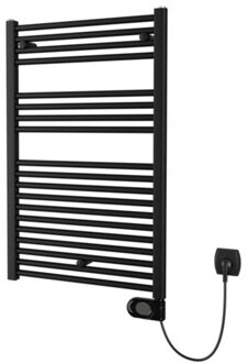Plieger Elba Electrical Elektrische Designradiator - 94.2x50cm - met thermostaat - 500w - mat zwart 1550013 Zwart mat
