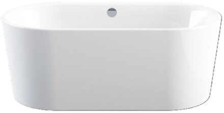 Plieger Kansas Vrijstaand bad - 155x80x60cm - met waterinlaat - met af- en overloopgarnituur - met poten - acryl - wit 0100-234-07 Wit glans