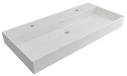 Plieger Kansas wastafel - 100x45 cm - 2 Kraangaten - Wit