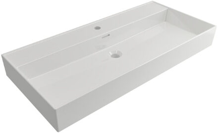 Plieger Kansas wastafel - 100x45 cm - met kraangat - wit