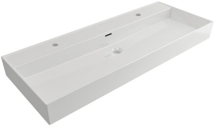 Plieger Kansas wastafel 120x45 cm - met 2x kraangat - wit